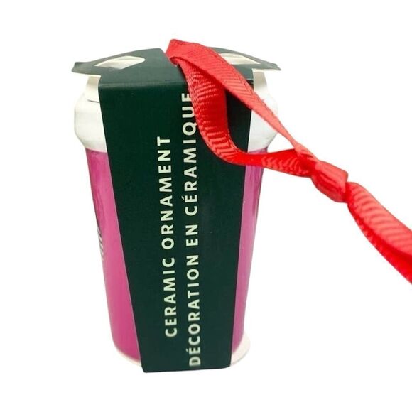 2 STARBUCKS 2021 Pink Ceramic Christmas Holiday Collectable Ornament‎ NEW - Picture 4 of 5